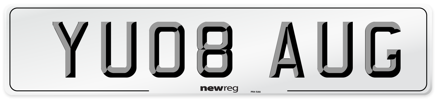 YU08 AUG Number Plate from New Reg